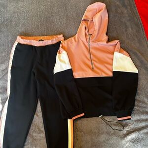 Zara Women Tracksuit – Pink/Black/White – Medium